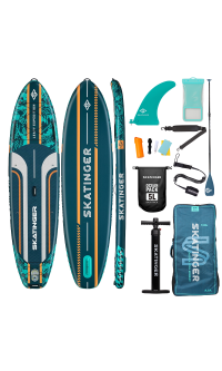 SkatingerLeafy Expedition Green Allround Paddle SUP Board – Stability, Endurance & Control