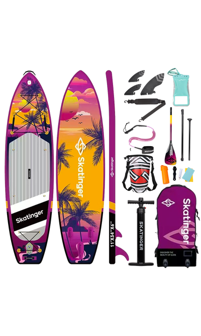 Skatinger Upgraded Sunrise Allround Paddle SUP Board – Adventure, Glide & Tropical